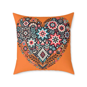 Vibrant Boho Heart Square Poly Canvas Pillow Decor - Dipaliz - 26’’ × - Throw Pillows