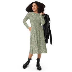 Bohemian Paisley Long Sleeve Midi Dress with Pockets - Dipaliz - 2xs - Dresses