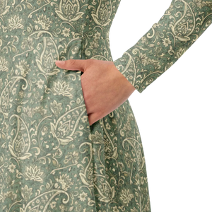 Bohemian Paisley Sleeve Midi Dress - Fitted Waist - Dipaliz - Dresses - Xs