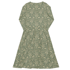 Bohemian Paisley Sleeve Midi Dress - Fitted Waist - Dipaliz - Dresses - Xs