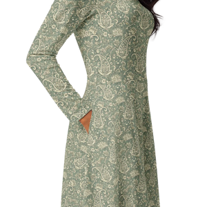 Bohemian Paisley Sleeve Midi Dress - Fitted Waist - Dipaliz - Dresses - Xs