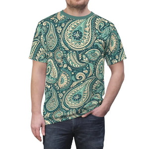 Bohemian Paisley Unisex Cut Sew Tee Relaxed Fit Top Dipaliz - T-shirts