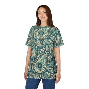 Bohemian Paisley Unisex Cut Sew Tee Relaxed Fit Top Dipaliz - White Stitching / 4 Oz. / s - T-shirts