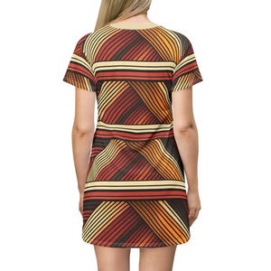 Vibrant Bohemian Striped t Shirt Dress - Dipaliz - Dresses - Xs
