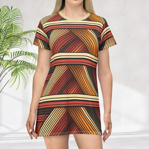 Vibrant Bohemian Striped t Shirt Dress - Dipaliz - Dresses - Xs