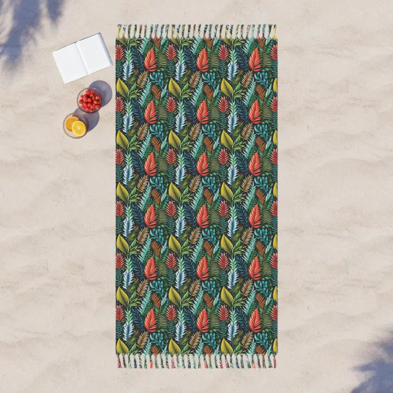 Boho Beach Bliss: Colorful Foliage Fun Blanket - Towels