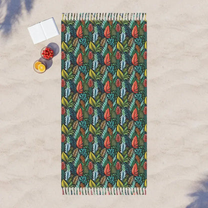 Boho Beach Bliss: Colorful Foliage Fun Blanket - Towels