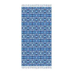 Boho Blue Beach Towel – Geometric Ikat Pattern - Dipaliz - Towels