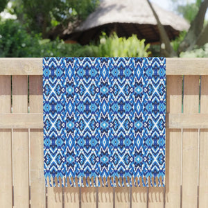 Boho Blue Beach Towel – Geometric Ikat Pattern - Dipaliz - Towels