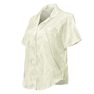 Silky Short Sleeve Pajama - Boho Feathers Satin - Dipaliz - Clothing Tops - s