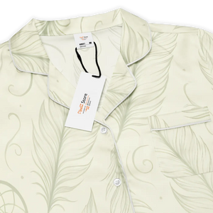 Silky Short Sleeve Pajama - Boho Feathers Satin - Dipaliz - Clothing Tops - s