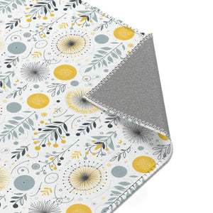 Bright Boho Floral Grey Yellow Area Rug - Vibrant Design - Dipaliz - Rugs