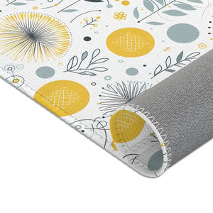 Bright Boho Floral Grey Yellow Area Rug - Vibrant Design - Dipaliz - Rugs