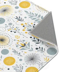 Bright Boho Floral Grey Yellow Area Rug - Vibrant Design - Dipaliz - Rugs