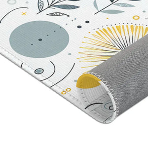 Bright Boho Floral Grey Yellow Area Rug - Vibrant Design - Dipaliz - Rugs