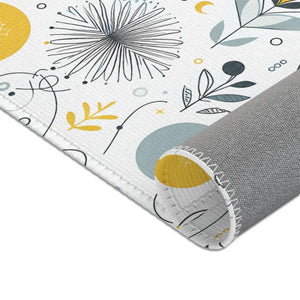 Bright Boho Floral Grey Yellow Area Rug - Vibrant Design - Dipaliz - Rugs