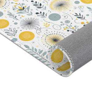 Bright Boho Floral Grey Yellow Area Rug - Vibrant Design - Dipaliz - Rugs