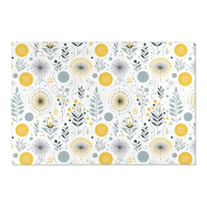 Bright Boho Floral Grey Yellow Area Rug - Vibrant Design - Dipaliz - 72’’ × 48’’ - Rugs