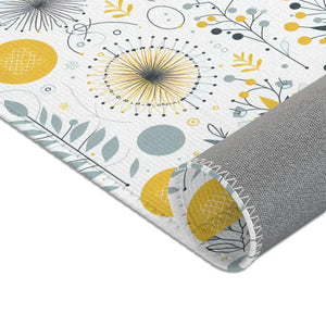 Bright Boho Floral Grey Yellow Area Rug - Vibrant Design - Dipaliz - Rugs