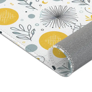 Bright Boho Floral Grey Yellow Area Rug - Vibrant Design - Dipaliz - Rugs