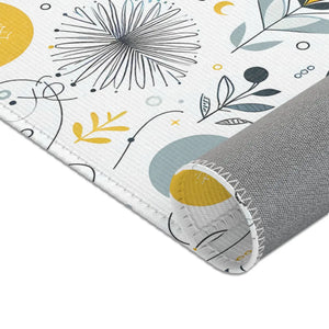 Bright Boho Floral Yellow Area Rug – Eco Fiber - Dipaliz - Rugs