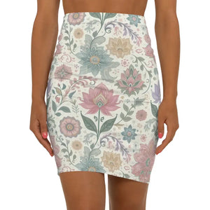 Boho Floral Pencil Skirt - Mid-waist Chic Style - Dipaliz - Xs / Black Stitching - Skirts