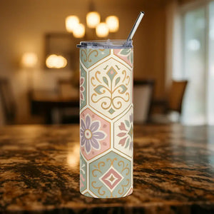 Boho Floral 20oz Stainless Steel Tumbler - Eco Travel Mug - Dipaliz - White / Tumblers