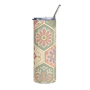 Boho Floral 20oz Stainless Steel Tumbler - Eco Travel Mug - Dipaliz - White / Tumblers
