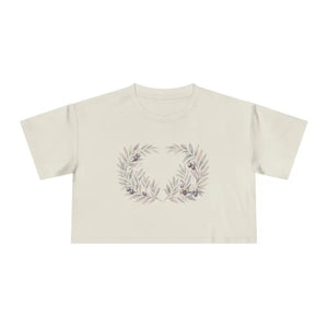 Women’s Crop Tee - Trendy Boho Floral Dropped Shoulder - Dipaliz - Ecru / Xs - T-shirts