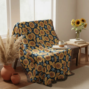 Boho Floral Woven Blanket - Throw Blankets