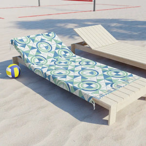 Home Decor - Boho Geometric Beach Towel - Blue Green Circular Fringe - Dipaliz 38’’ × 81’’ / Polyester