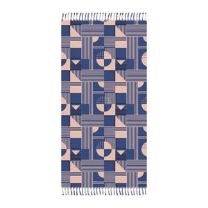 Home Decor - Boho Geometric Beach Towel with Knotted Tassel Edges - Dipaliz 38’’ × 81’’ / Polyester