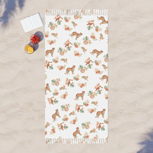 Leopard Beach Towel – Tropical Floral Fringe - Dipaliz - Towels