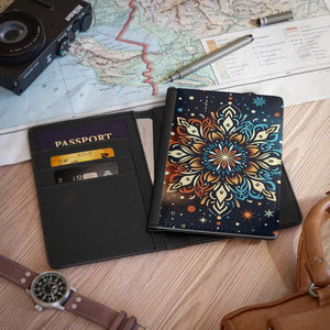 Boho Mandala Passport Cover - Intricate Design Travel Wallet - Dipaliz - 3.9’’ x 5.8’’ / Black - Wallets