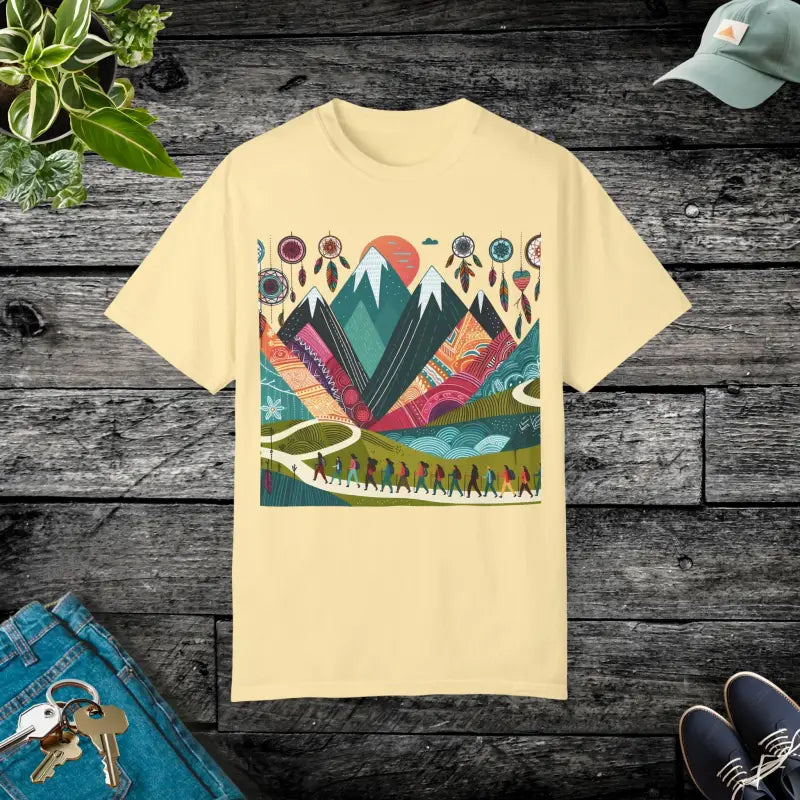 Boho Mountain Trekking Unisex Garment-dyed Tee - Banana / s T-shirt