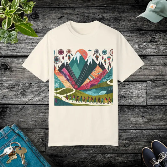 Boho Mountain Trekking Unisex Garment-dyed Tee - Ivory / s T-shirt