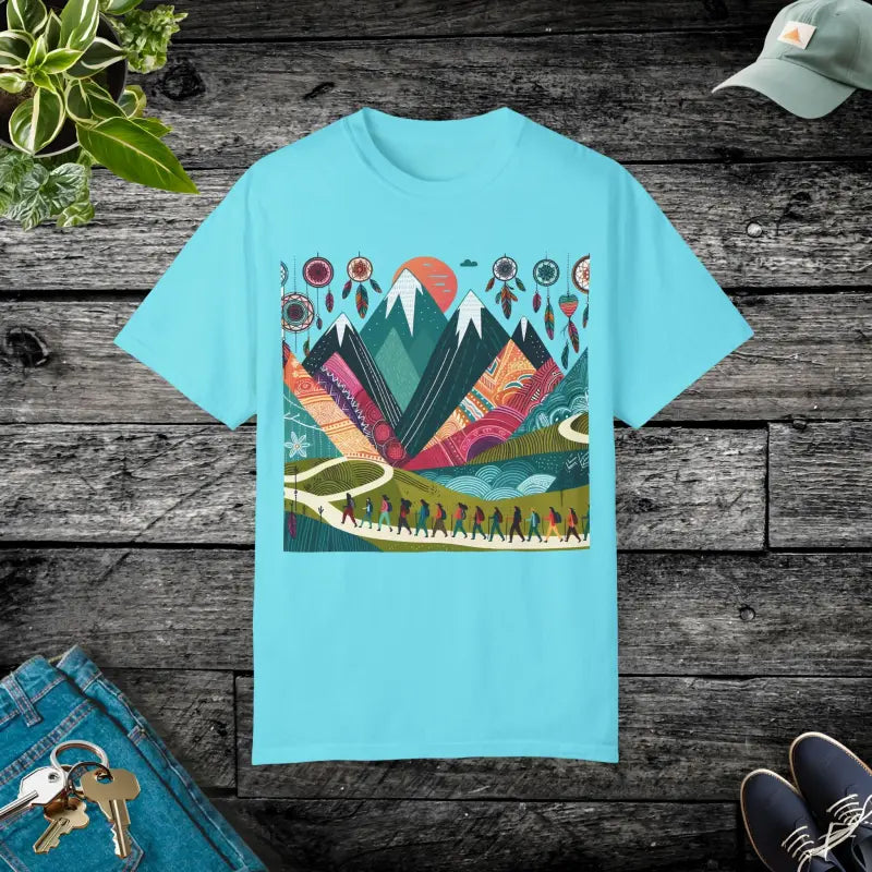 Boho Mountain Trekking Unisex Garment-dyed Tee - Lagoon Blue / s T-shirt