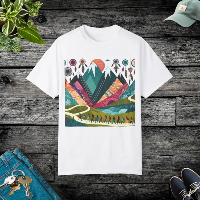 Boho Mountain Trekking Unisex Garment-dyed Tee - White / s T-shirt