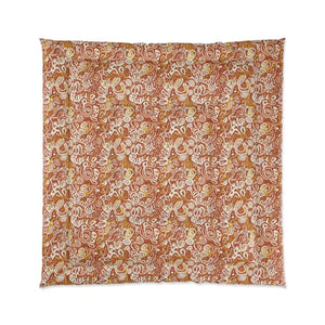 Boho Paisley Comforter - Rustic Orange Floral Pattern Bedding - Dipaliz - 88’’ × - Quilts & Comforters