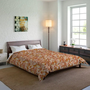 Boho Paisley Comforter - Rustic Orange Floral Pattern Bedding - Dipaliz - Quilts & Comforters