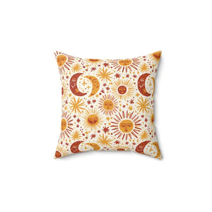 Celestial Patterned Throw Pillow - Boho Sun Moon Spun Polyester - Dipaliz - 14’’ × - Pillows