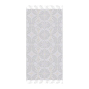 Home Decor - Boho Tile Beach Towel - Blue Moroccan Patterned Fringe - Dipaliz 38’’ × 81’’ / Polyester