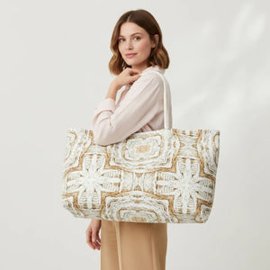 Boho Woven Mosaic Weekender Bag - Coastal Carryall - Dipaliz - Luggage & Bags
