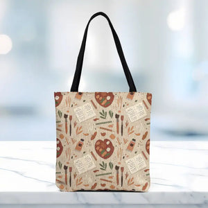 Bags - Boho Woven Tote Bag - Tribal Earthtone Pattern - Dipaliz Artwork / 17’’ × 18’’