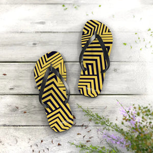 Black Striped Flip Flops - Summer Style Comfort - Dipaliz - Slippers