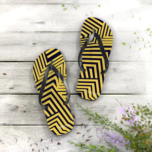 Black Striped Flip Flops - Summer Style Comfort - Dipaliz - Slippers