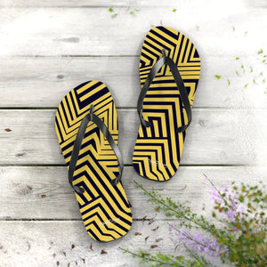 Black Striped Flip Flops - Summer Style Comfort - Dipaliz - Slippers