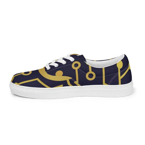 Canvas Shoes Blue Pattern Men’s Lace Artistic Style - Dipaliz - Sneakers