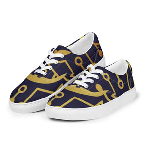 Canvas Shoes Blue Pattern Men’s Lace Artistic Style - Dipaliz - Sneakers