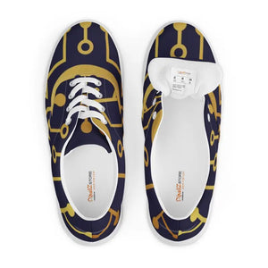 Canvas Shoes Blue Pattern Men’s Lace Artistic Style - Dipaliz - Sneakers